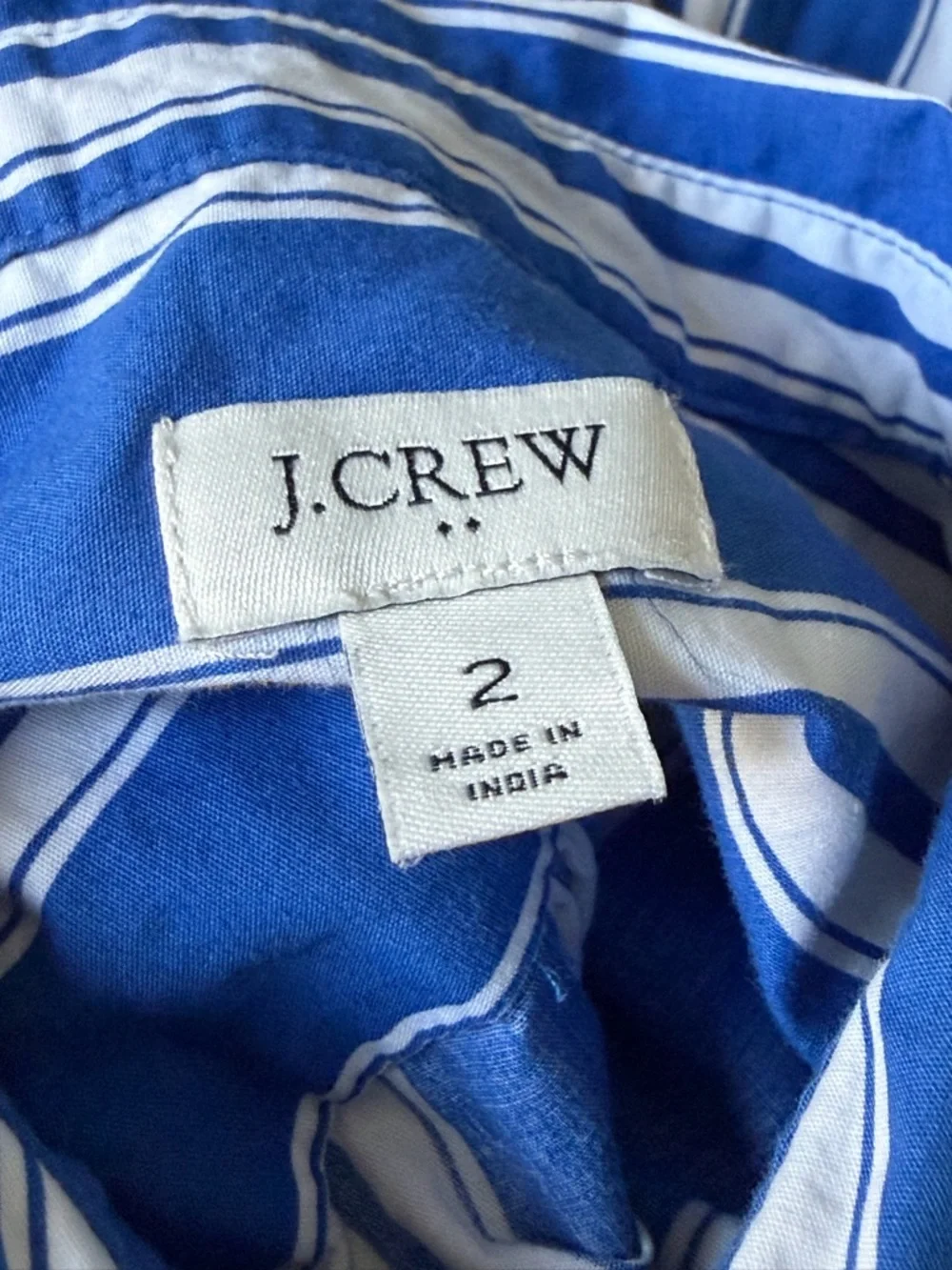 J. Crew Royal Blue & White Striped Ruffle-Sleeve Mini Shirt-Dress 2 54857